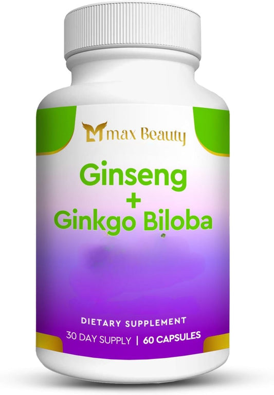 Ginseng Ginkgo Biloba Supplements with Ginseng Extract Powder 700mg + Gingko 600mg + Ginkgo Biloba Extract 120mg