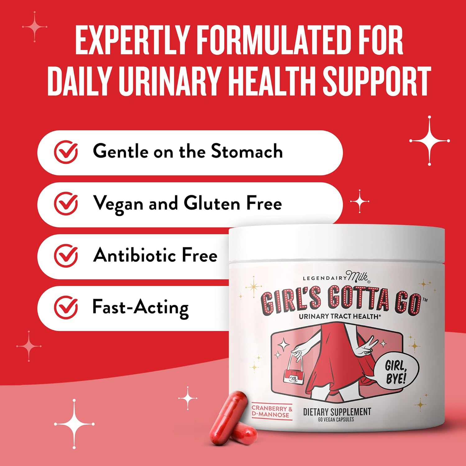 Girl’s Gotta Go™ - UTI Support Supplement with Cranberry and D-Mannose for Women, 30 Servings