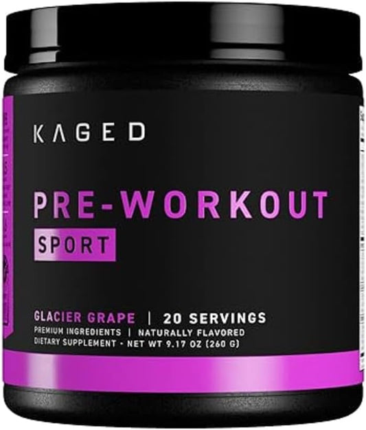 Glacier Grape Pre-Workout Powder for Endurance | Energy Supplement for Cardio & Weightlifting | 20 Servings