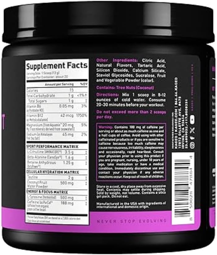 Glacier Grape Pre-Workout Powder for Endurance | Energy Supplement for Cardio & Weightlifting | 20 Servings