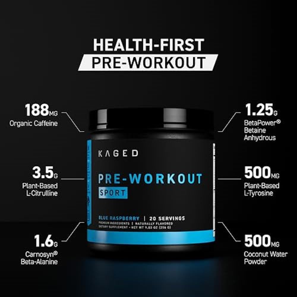Glacier Grape Pre-Workout Powder for Endurance | Energy Supplement for Cardio & Weightlifting | 20 Servings