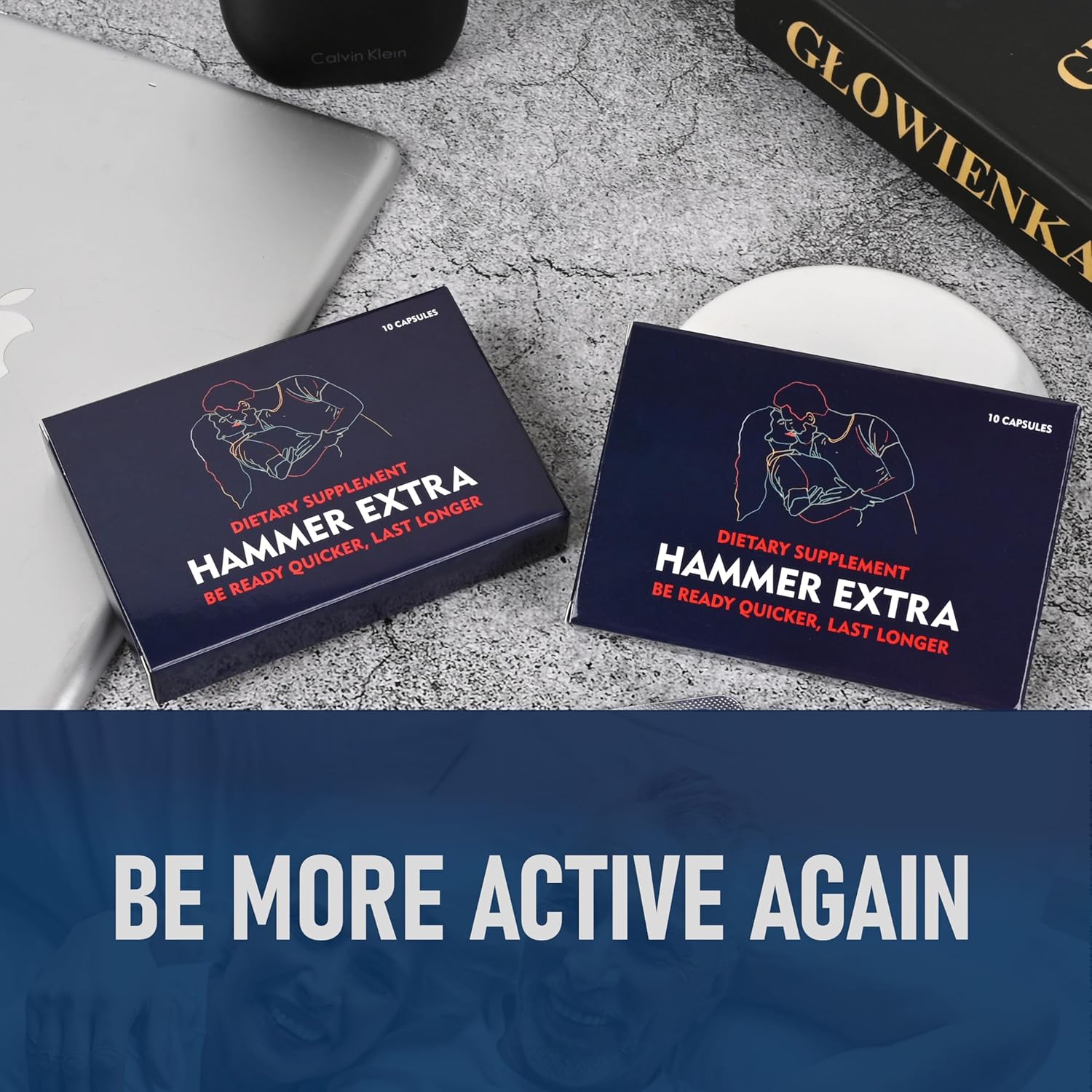 GLADTON Hammer Extra Herbal Supplement for Men - Energy, Stamina, Endurance - Fast Acting Male Enhancing Pill with Horny Goat Weed, Tongkat Ali, Ginseng & Maca Root - 10 Capsules