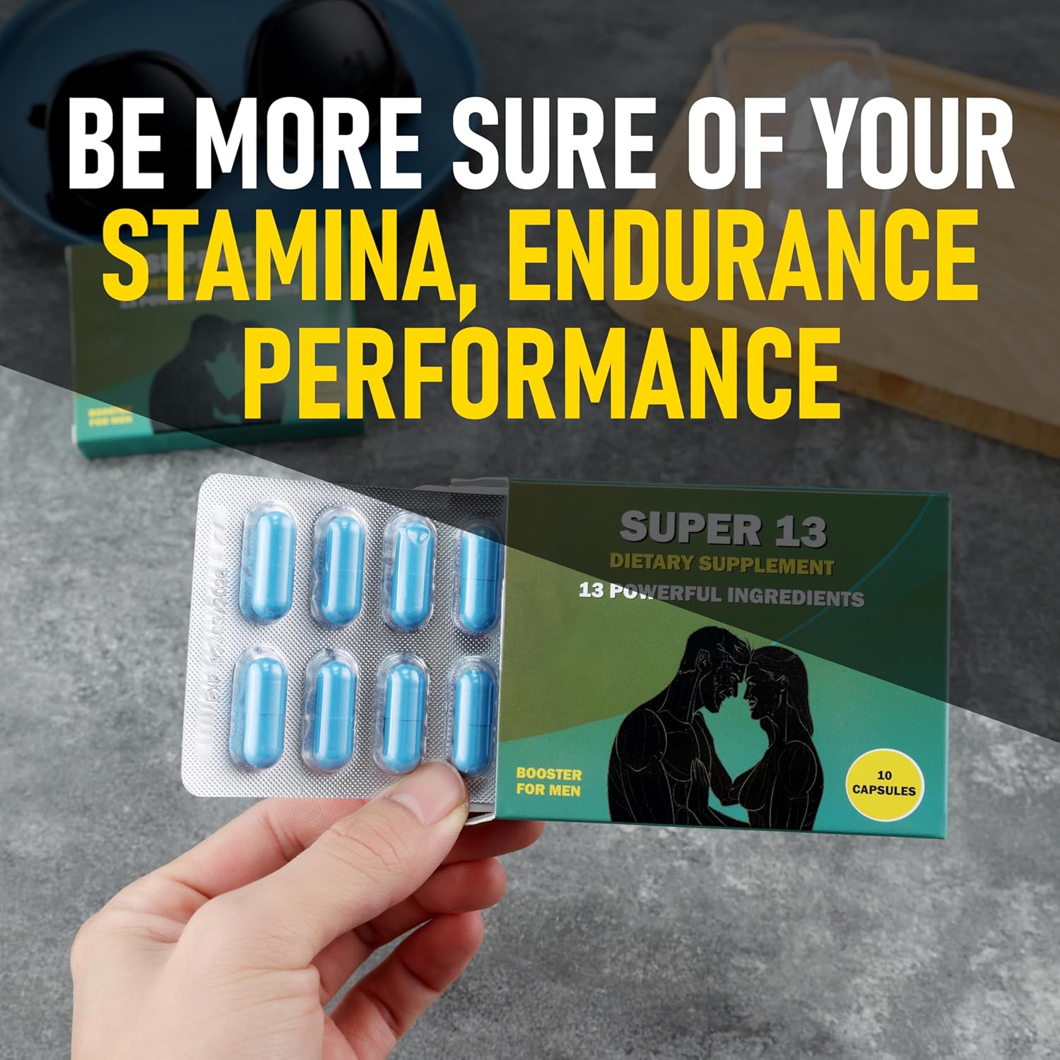 GLADTON Super 13 Fast Acting Herbal Male Supplement - Energy Stamina Performance Enhancer Pills with 13 Potent Ingredients