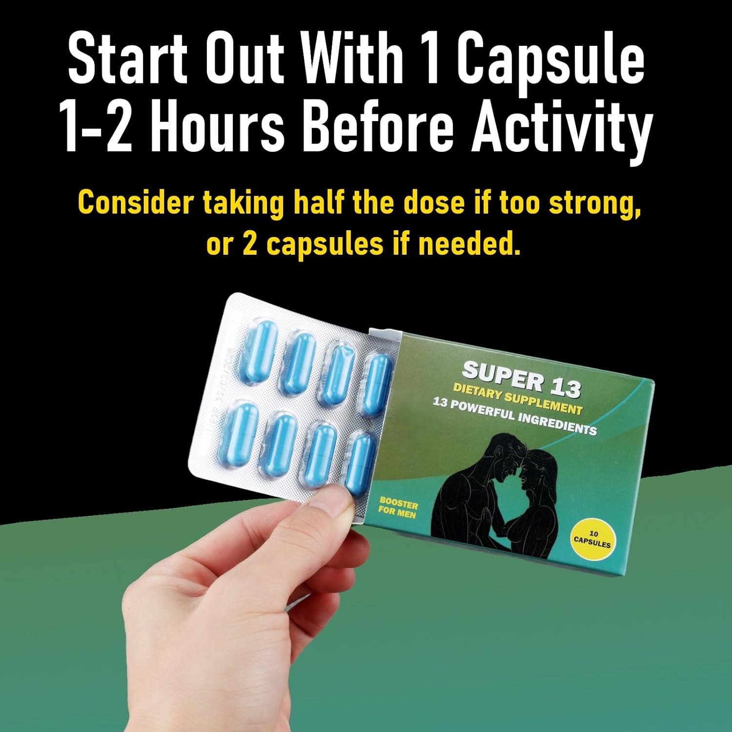 GLADTON Super 13 Fast Acting Herbal Male Supplement - Energy Stamina Performance Enhancer Pills with 13 Potent Ingredients