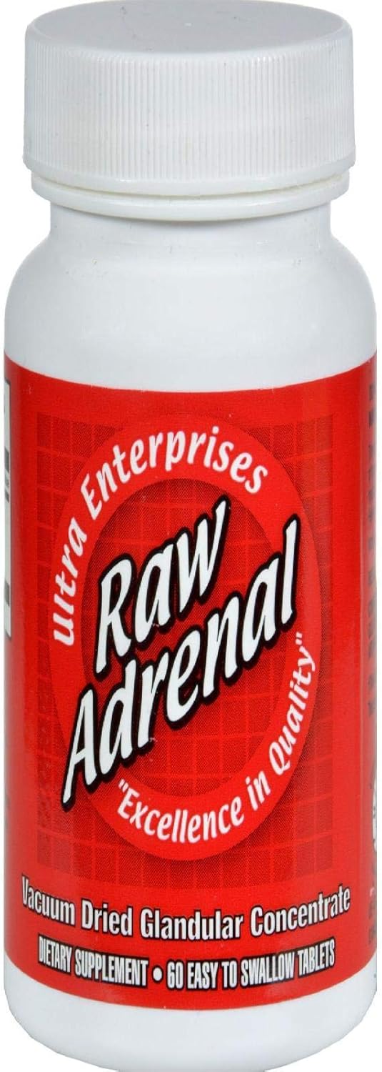 Glandulars Raw Adrenal Tablets, 200 Mg, 60 Count - Boost Energy and Support Adrenal Health
