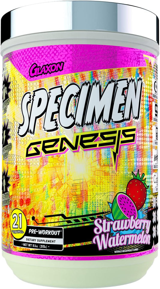 Glaxon Specimen V3 Pre-Workout Powder: High-Stimulant Energy & Muscle Pump with Focus & Hydration - Strawberry Watermelon Flavor