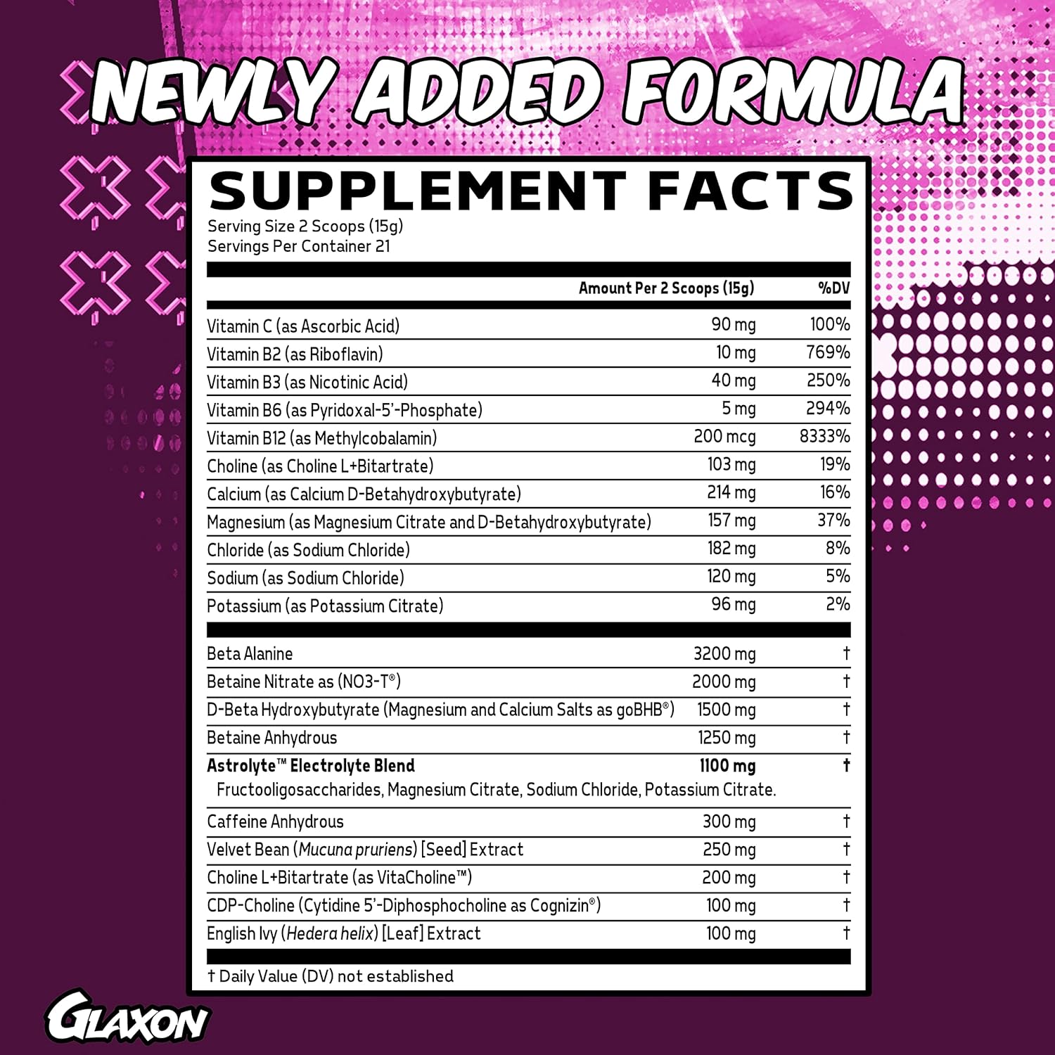 Glaxon Specimen V3 Pre-Workout Powder: High-Stimulant Energy & Muscle Pump with Focus & Hydration - Strawberry Watermelon Flavor