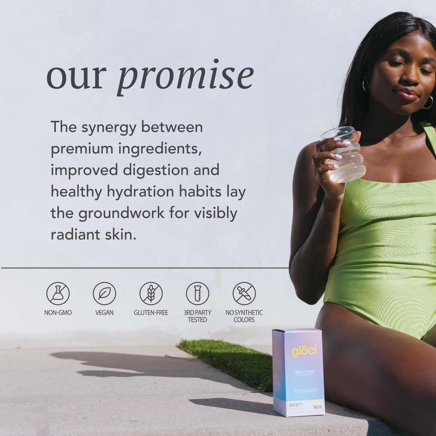 Glōci Gloci Skin + Gut Probiotic Capsules with DE111, Hyaluronic Acid, Magnesium, Vitamin C, Zinc, and Coconut Water Powder - 30 Count