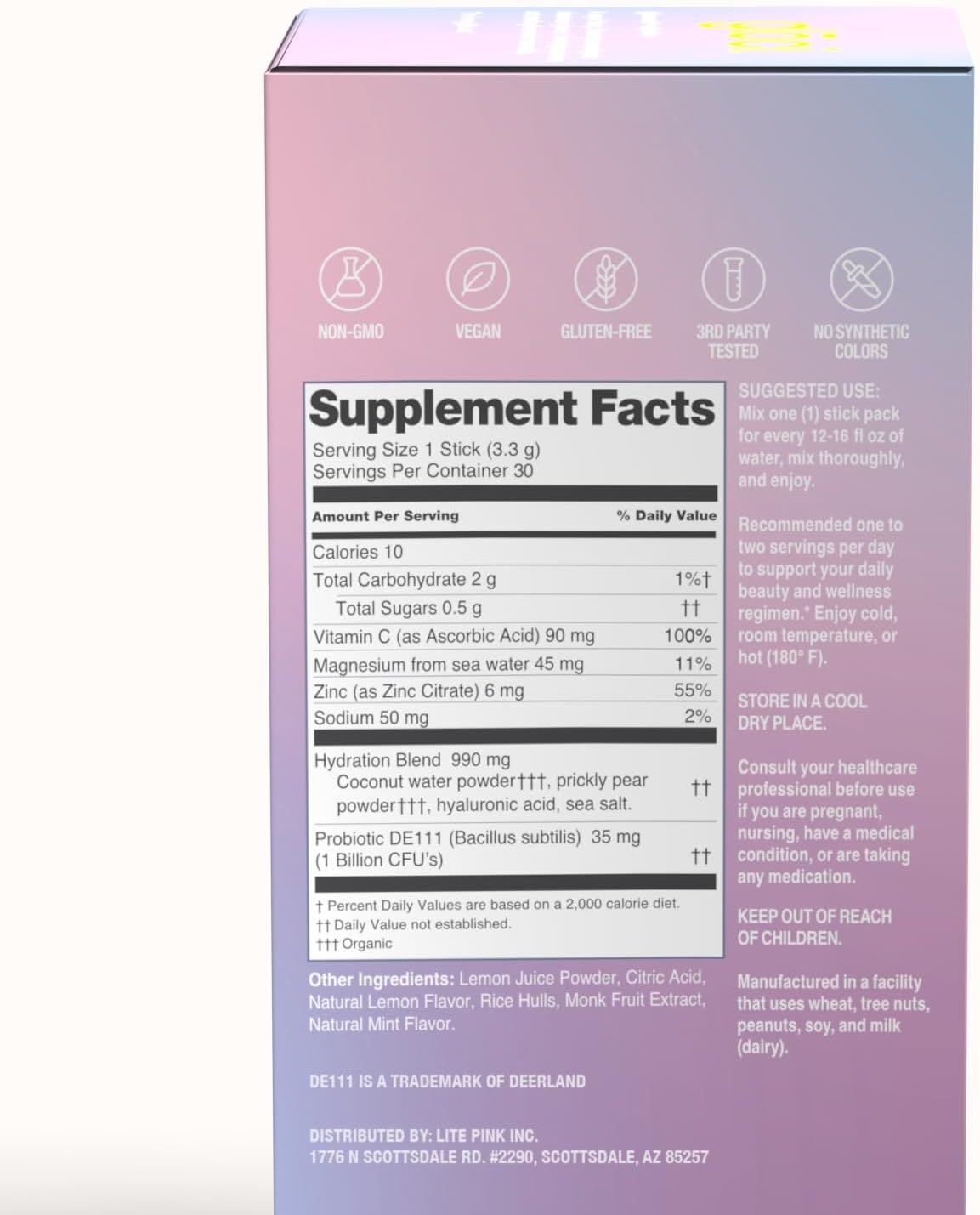 Glōci Gloci Skin + Gut Probiotic Capsules with DE111, Hyaluronic Acid, Magnesium, Vitamin C, Zinc, and Coconut Water Powder - 30 Count