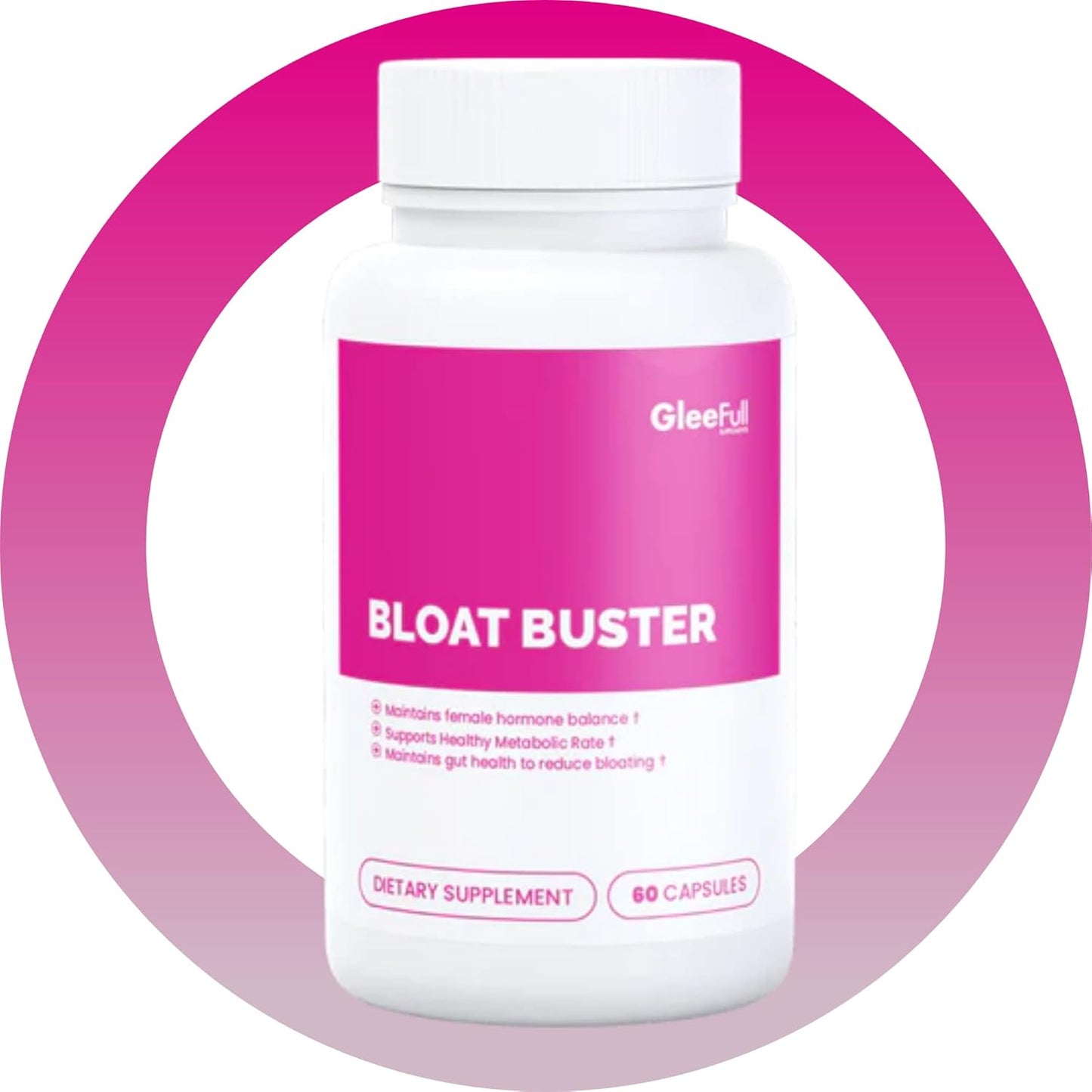 GleeFull Supplements Bloat Buster - Bloating Relief for Women - Gut Health Supplement 60 Count Pack