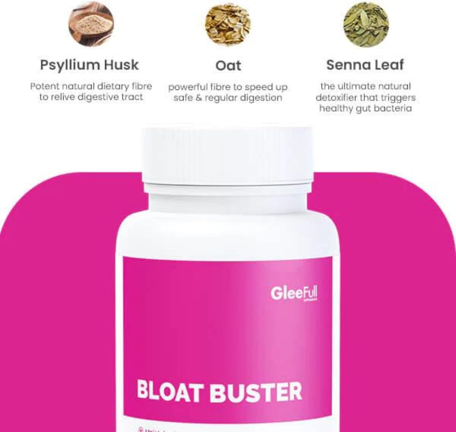 GleeFull Supplements Bloat Buster - Bloating Relief for Women - Gut Health Supplement 60 Count Pack