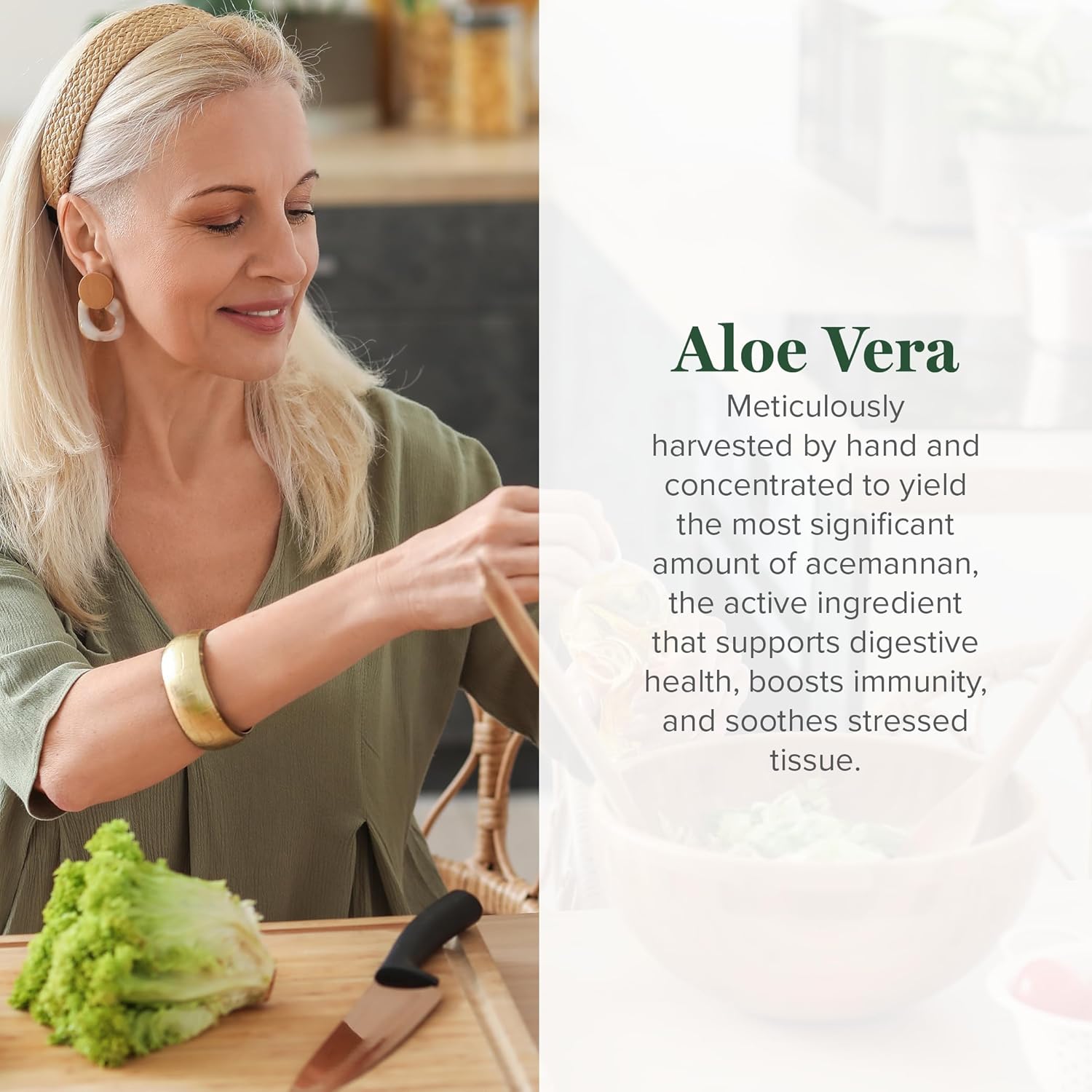 Global Healing Center Aloe Vera Bio-Active Leaf Supplement - 200x Concentrate Formula with Acemannan - Aloin-Free - Gut Health & Immune Support - 60 Capsules