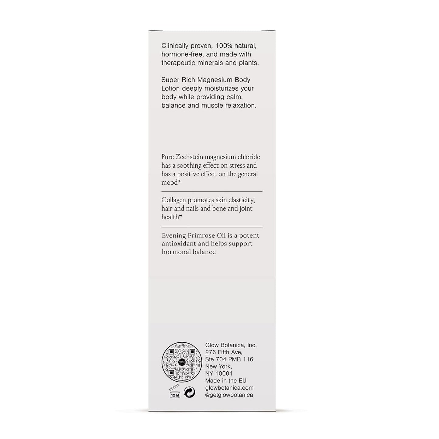 Glow Botanica Collagen Magnesium Lotion - Bedtime Sleep Cream - Zechstein Magnesium Chloride - 5.3Oz