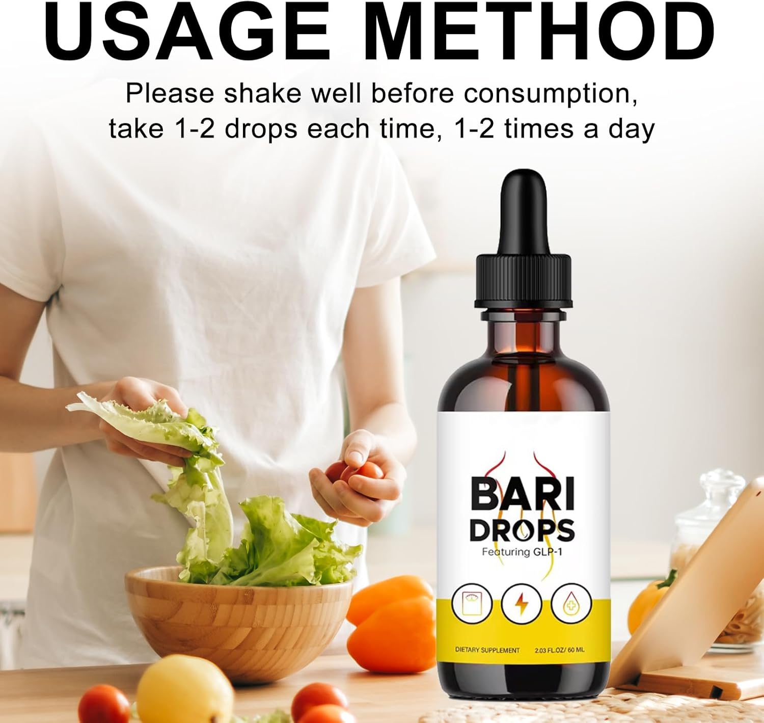 GLP-1 Hunger & Metabolism Support Drops - Liquid Supplement for Bariatric Patients - 2 Bottles, 30 Day Supply