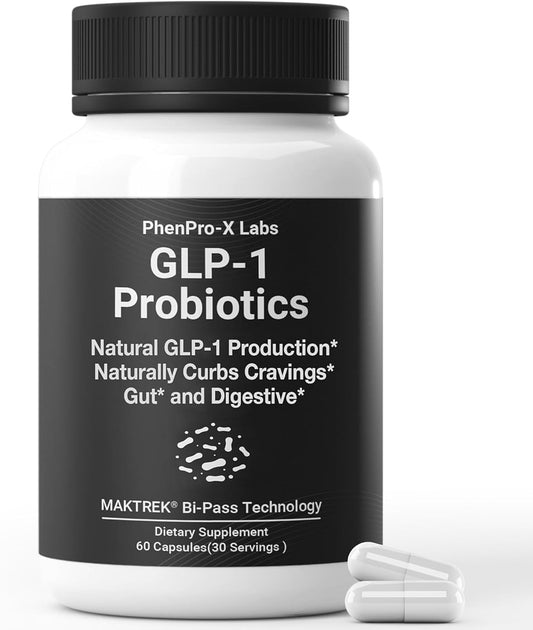GLP-1 Probiotic by PhenPro-X Labs: Boost Metabolism, Support Overall Health, Delayed Release Formula, Third-Party Tested for Men & Women - 60 Capsules