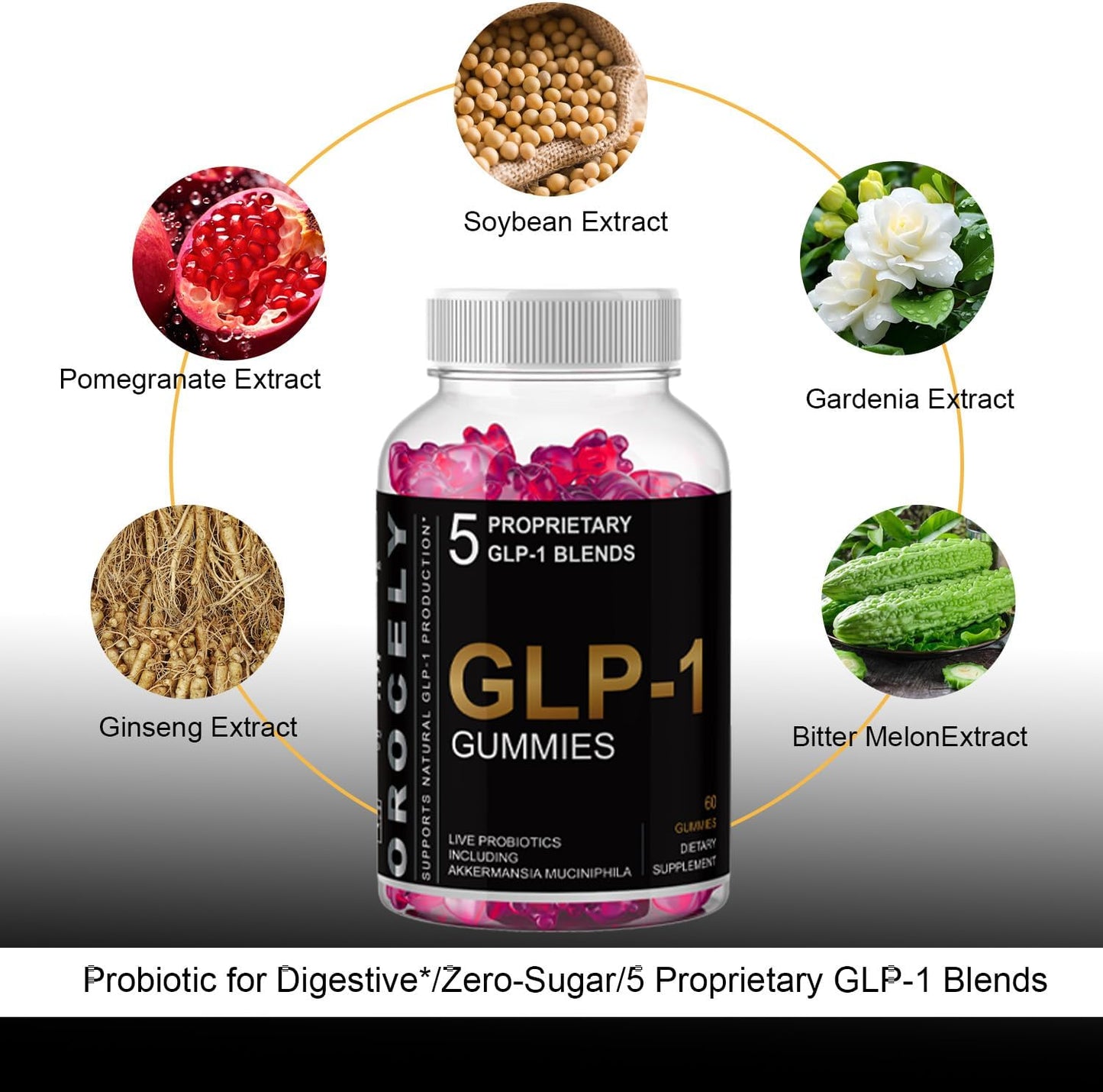 GLP-1 Probiotic Gummies for Men & Women - 60 Count (1-Pack) - Sugar-Free GLP 1 Supplement