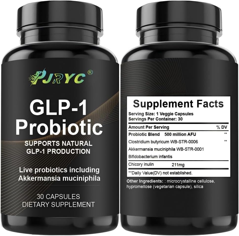 GLP-1 Probiotic with Prebiotic for Appetite Control - 500M AFU Multi-Strain, Delayed Release, Third-Party Tested - 30 Capsules