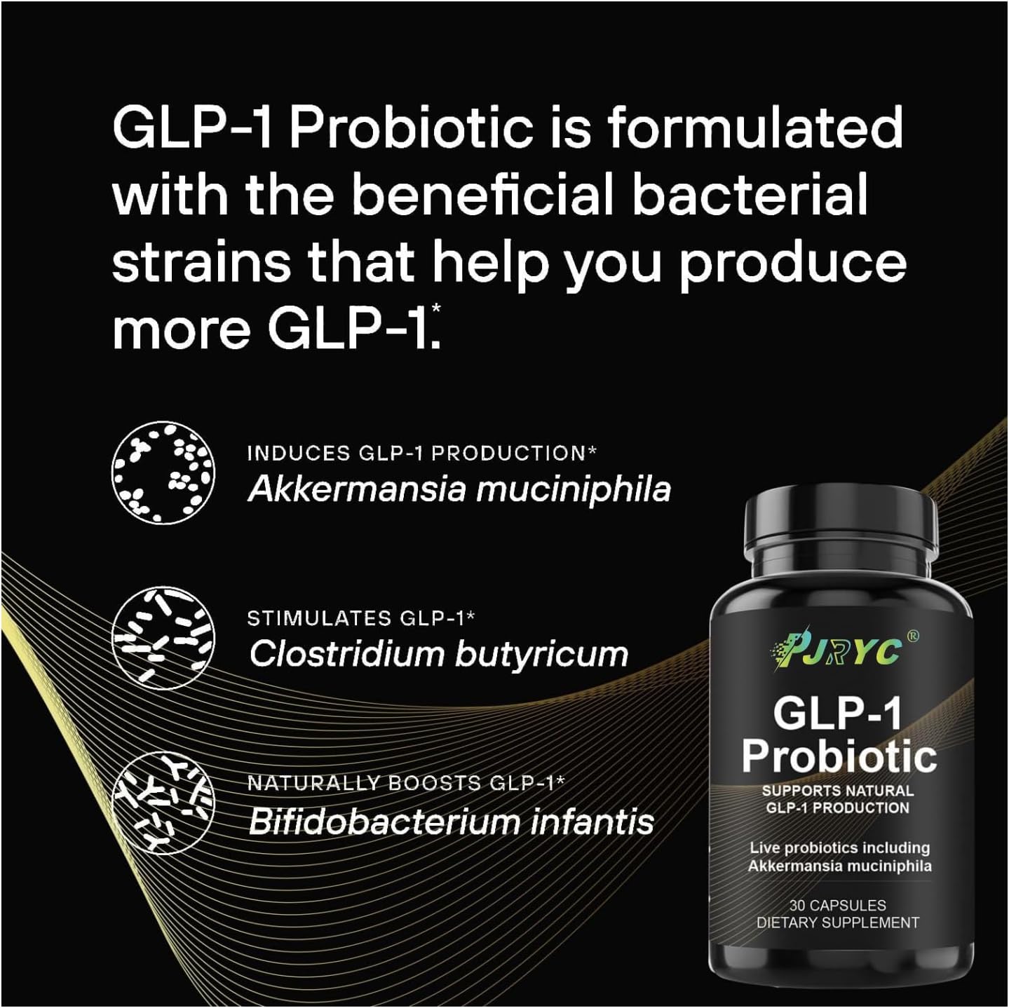GLP-1 Probiotic with Prebiotic for Appetite Control - 500M AFU Multi-Strain, Delayed Release, Third-Party Tested - 30 Capsules