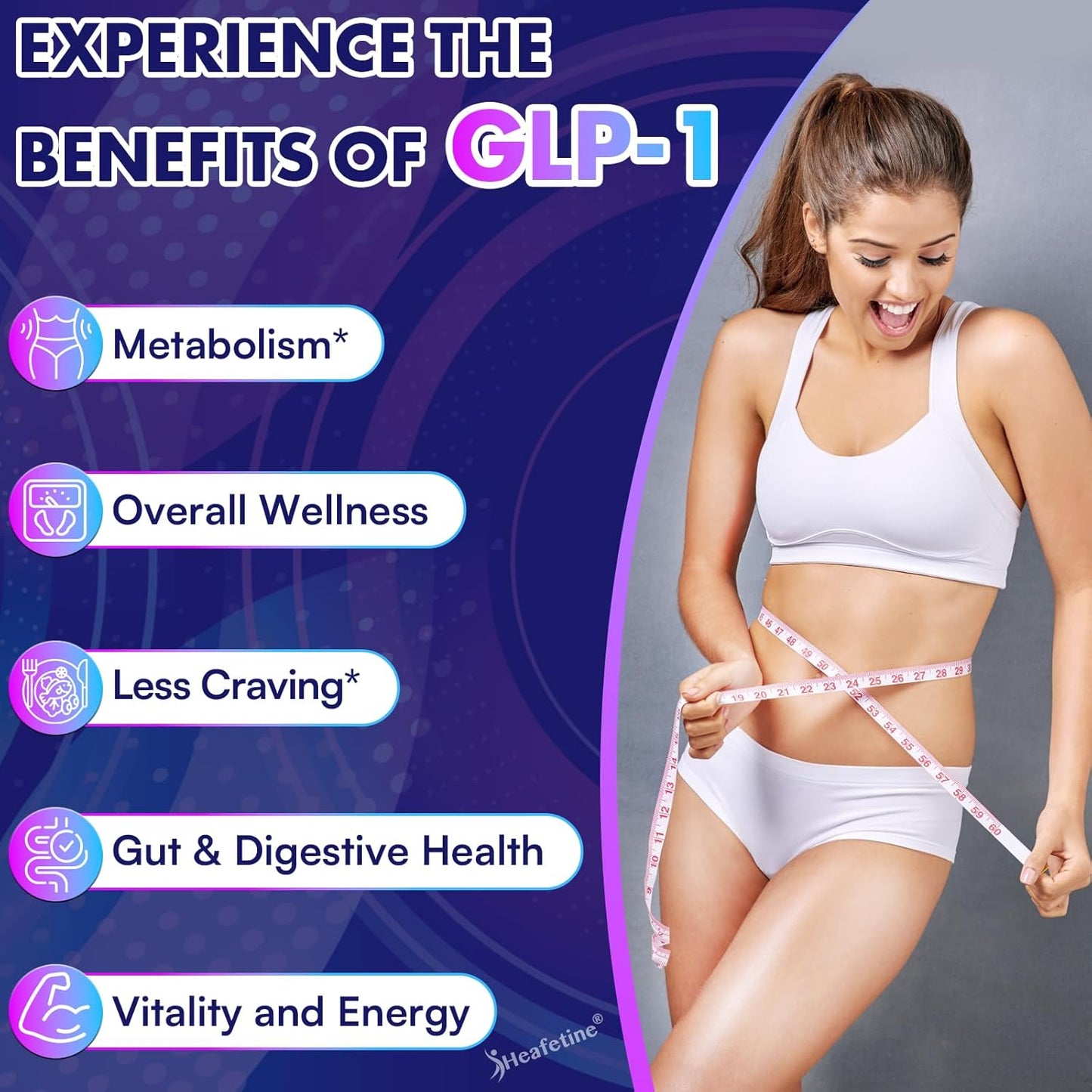 GLP-1 Supplement Capsules for Gut Health and Energy Support with Probiotics, Hops, and Green Tea Extract - 60 Count