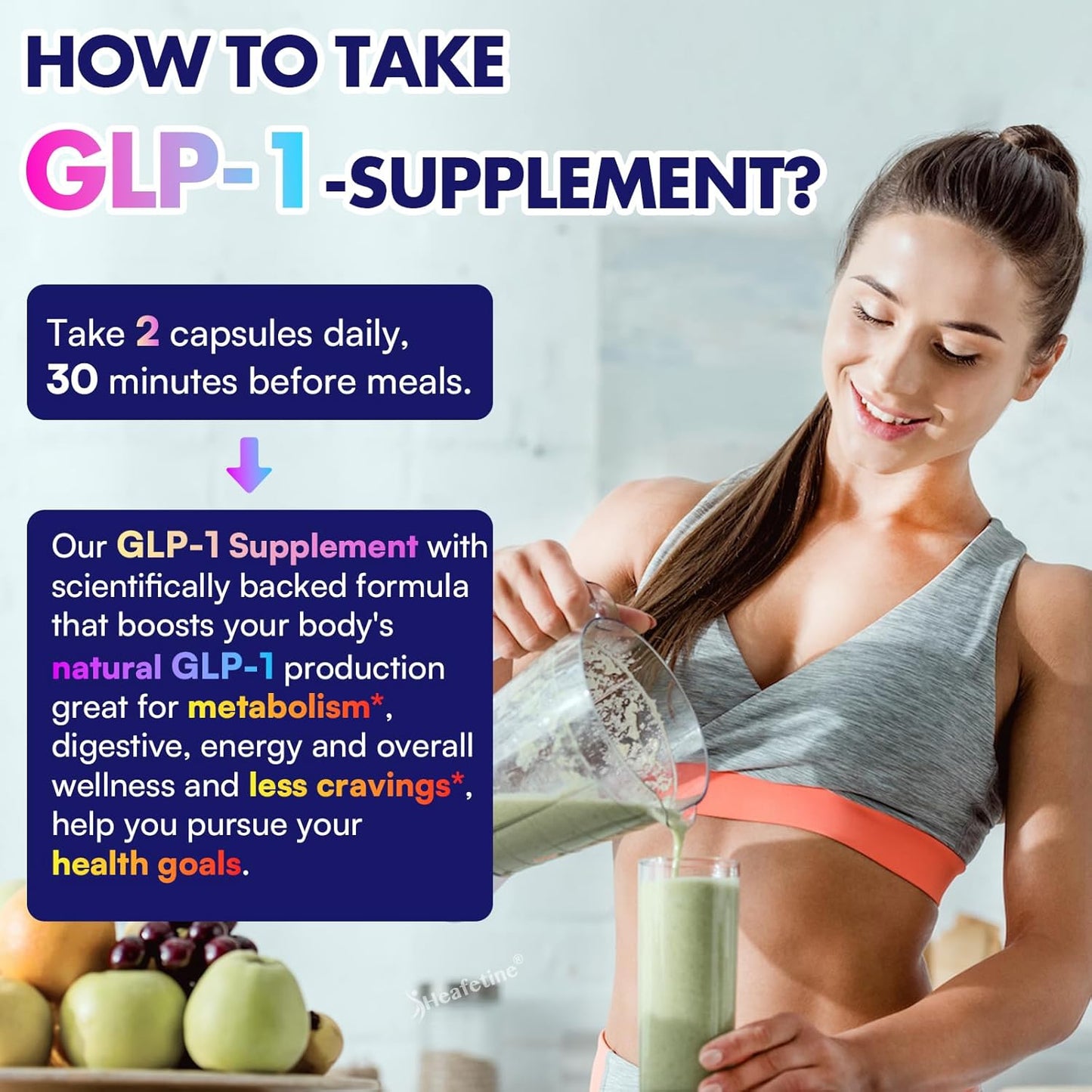 GLP-1 Supplement Capsules for Gut Health and Energy Support with Probiotics, Hops, and Green Tea Extract - 60 Count