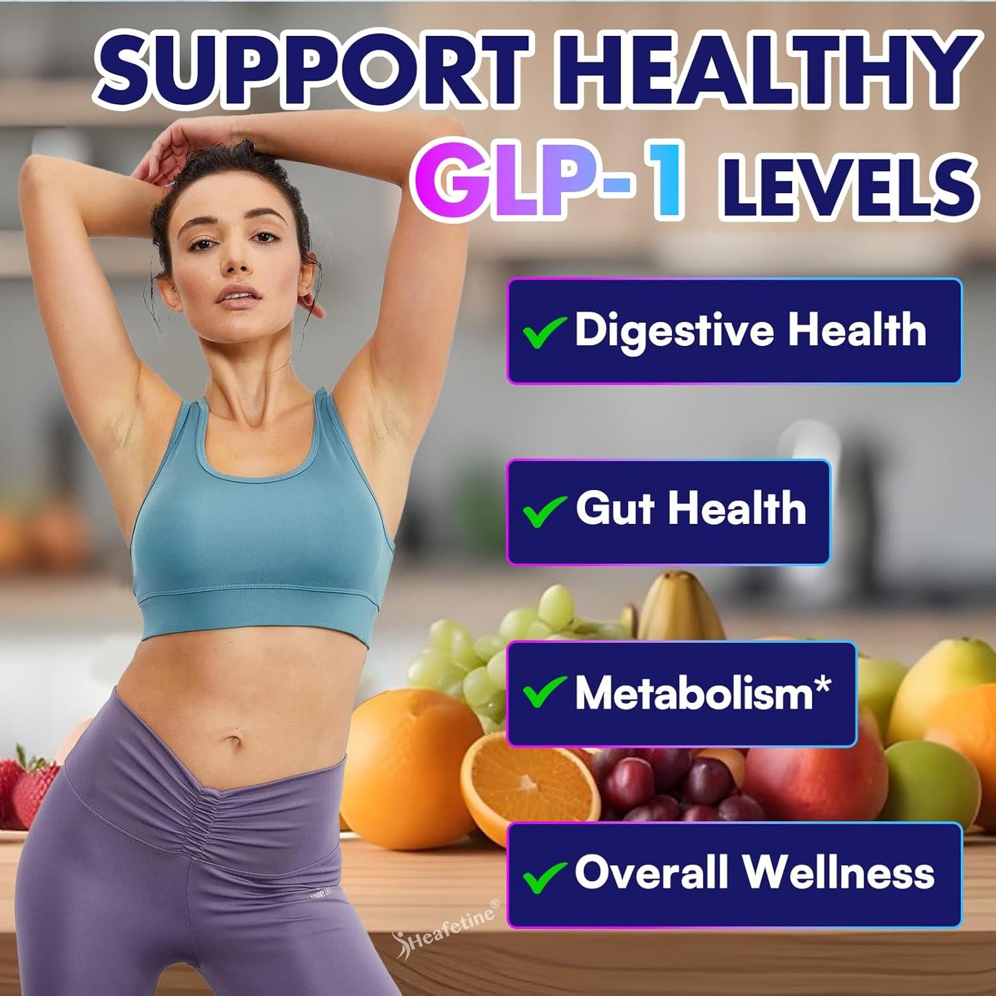 GLP-1 Supplement Capsules for Gut Health and Energy Support with Probiotics, Hops, and Green Tea Extract - 60 Count