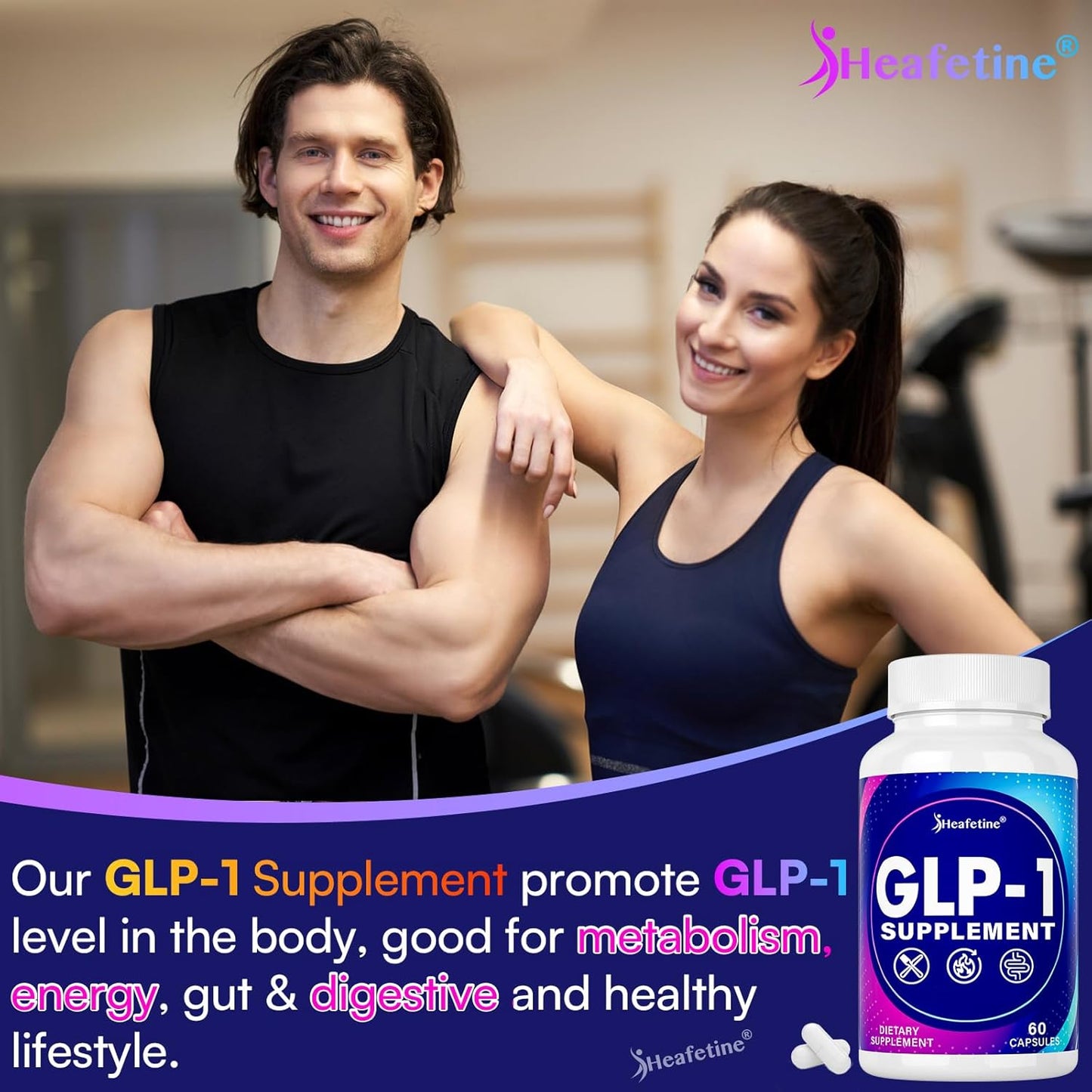 GLP-1 Supplement Capsules for Gut Health and Energy Support with Probiotics, Hops, and Green Tea Extract - 60 Count