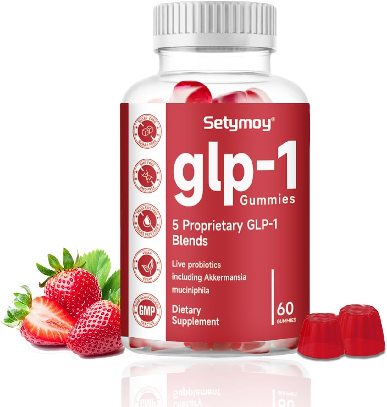 GLP-1 Supplement Gummies with Akkermansia Probiotic & Berberine - 60 Gummies for Men & Women