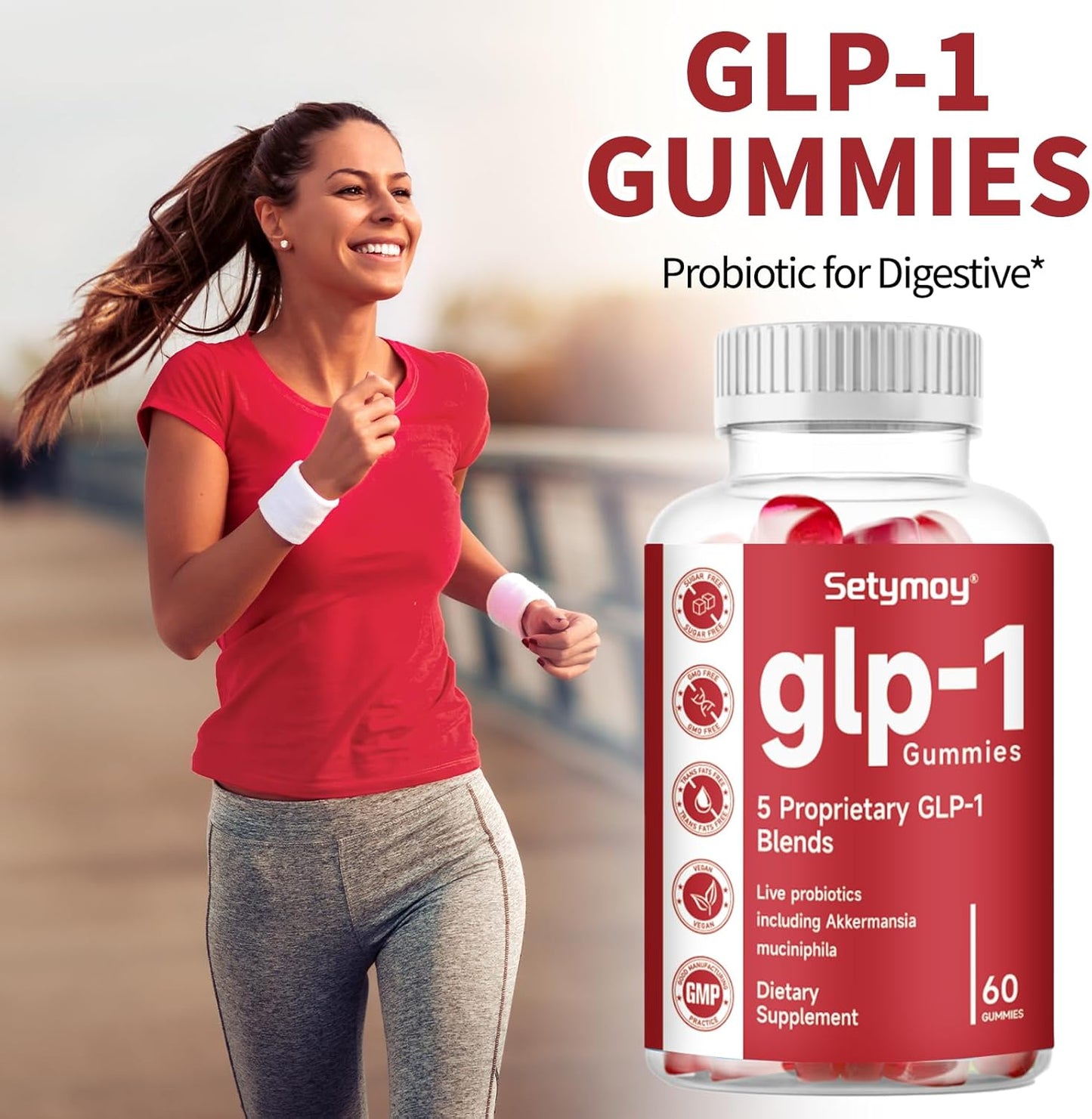 GLP-1 Supplement Gummies with Akkermansia Probiotic & Berberine - 60 Gummies for Men & Women