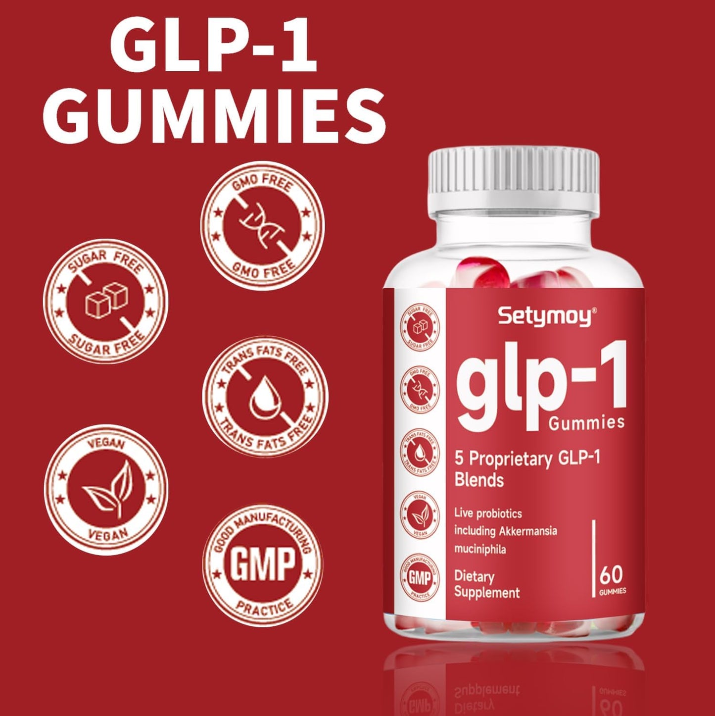 GLP-1 Supplement Gummies with Akkermansia Probiotic & Berberine - 60 Gummies for Men & Women