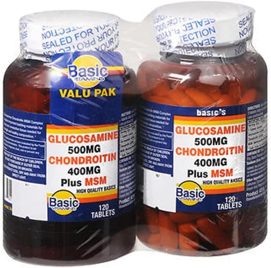 Glucosamine 500mg Chondroitin 400mg MSM Tablets - 240 Count Bottle
