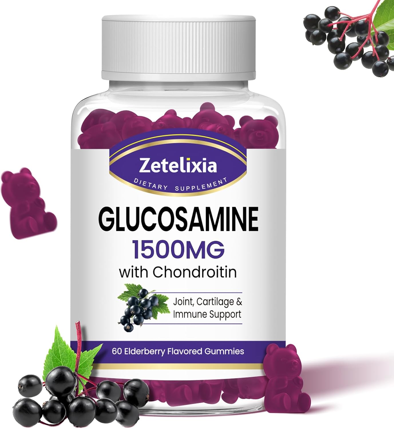 Glucosamine Chondroitin Gummies with MSM & Turmeric - Joint Support Supplement for Men & Women - 60 Count