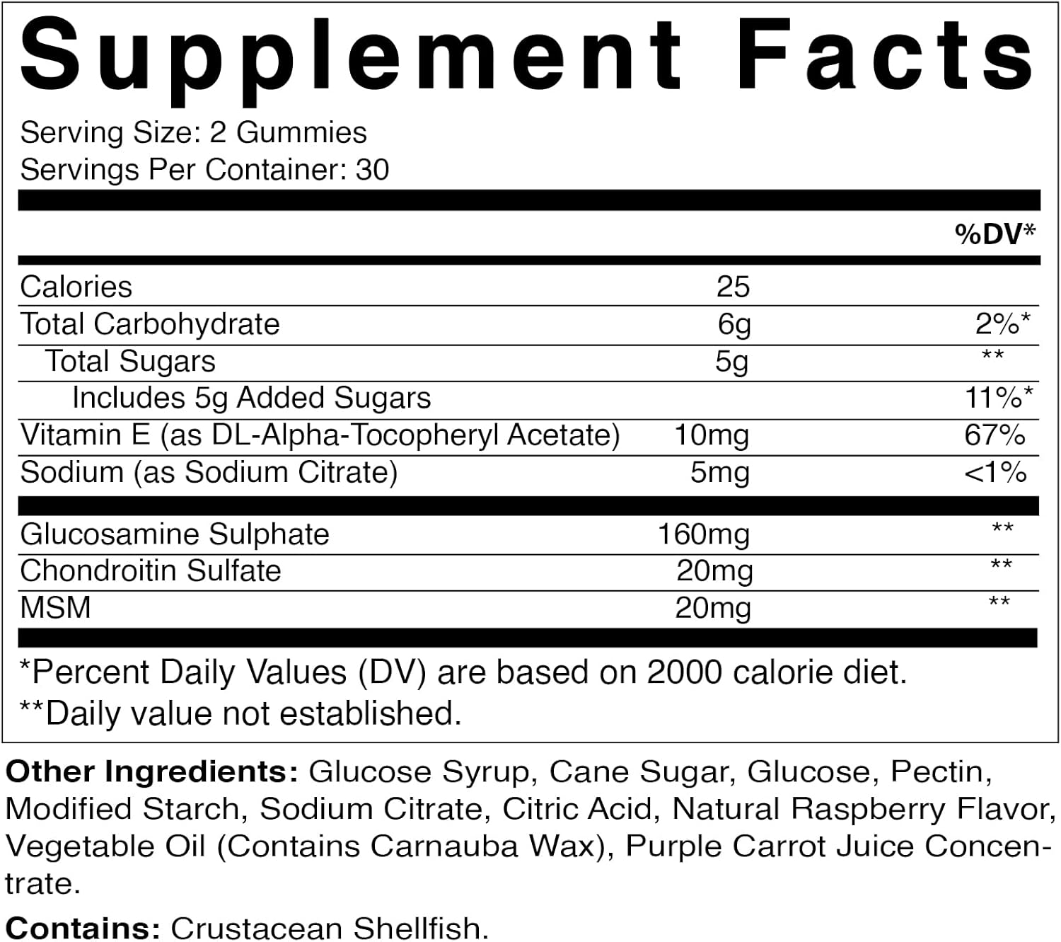 Glucosamine Chondroitin Gummies with MSM & Vitamin E for Joint Support - 60 Pectin Based Gummies