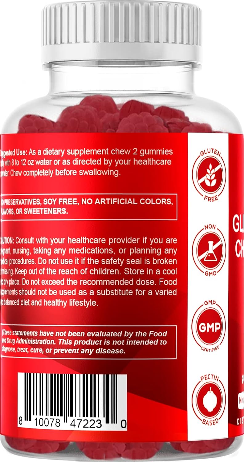 Glucosamine Chondroitin Gummies with MSM & Vitamin E for Joint Support - 60 Pectin Based Gummies