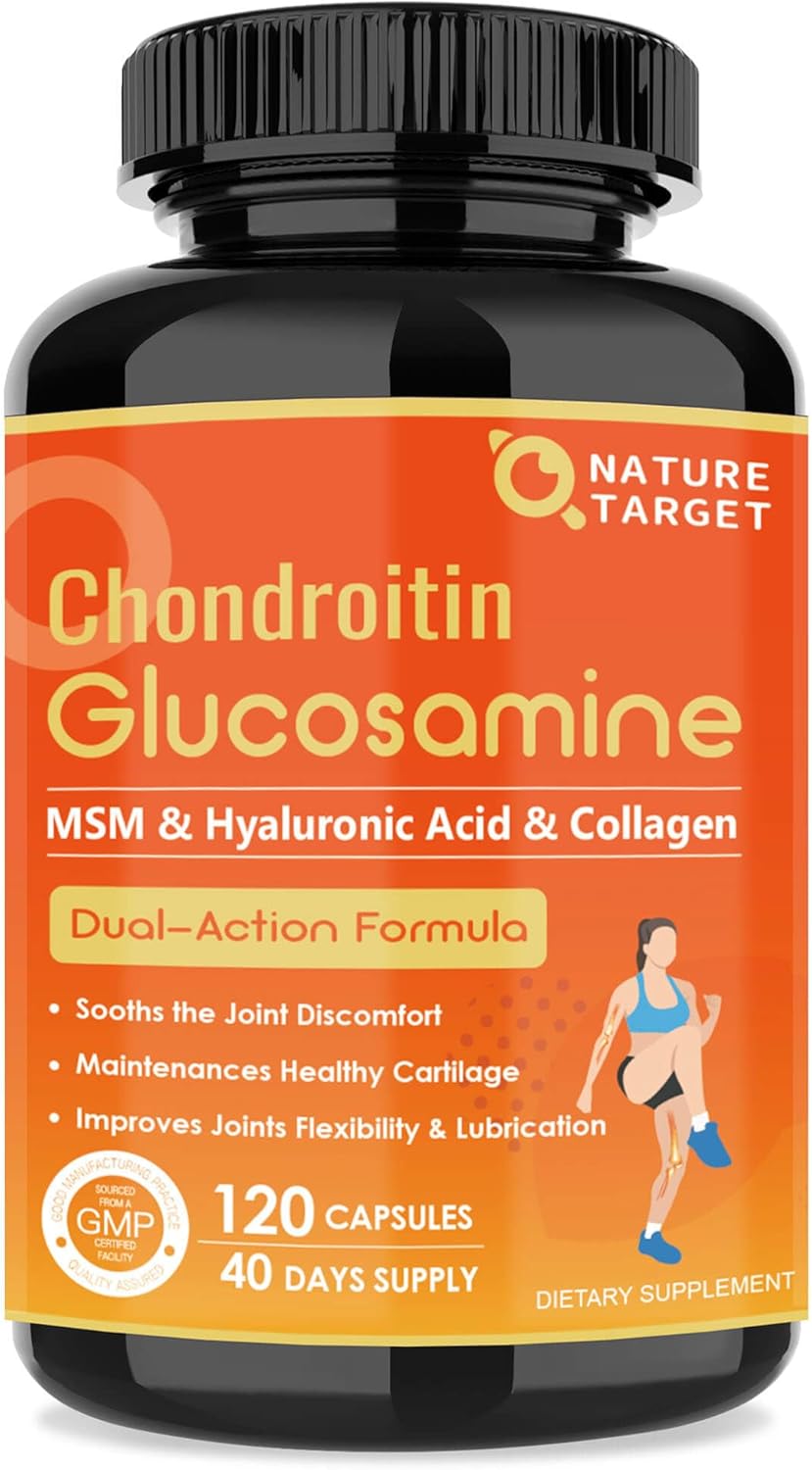 Glucosamine Chondroitin Joint Support Supplement with MSM, Collagen, Turmeric - Shellfish Free, 120 Capsules for Men & Women