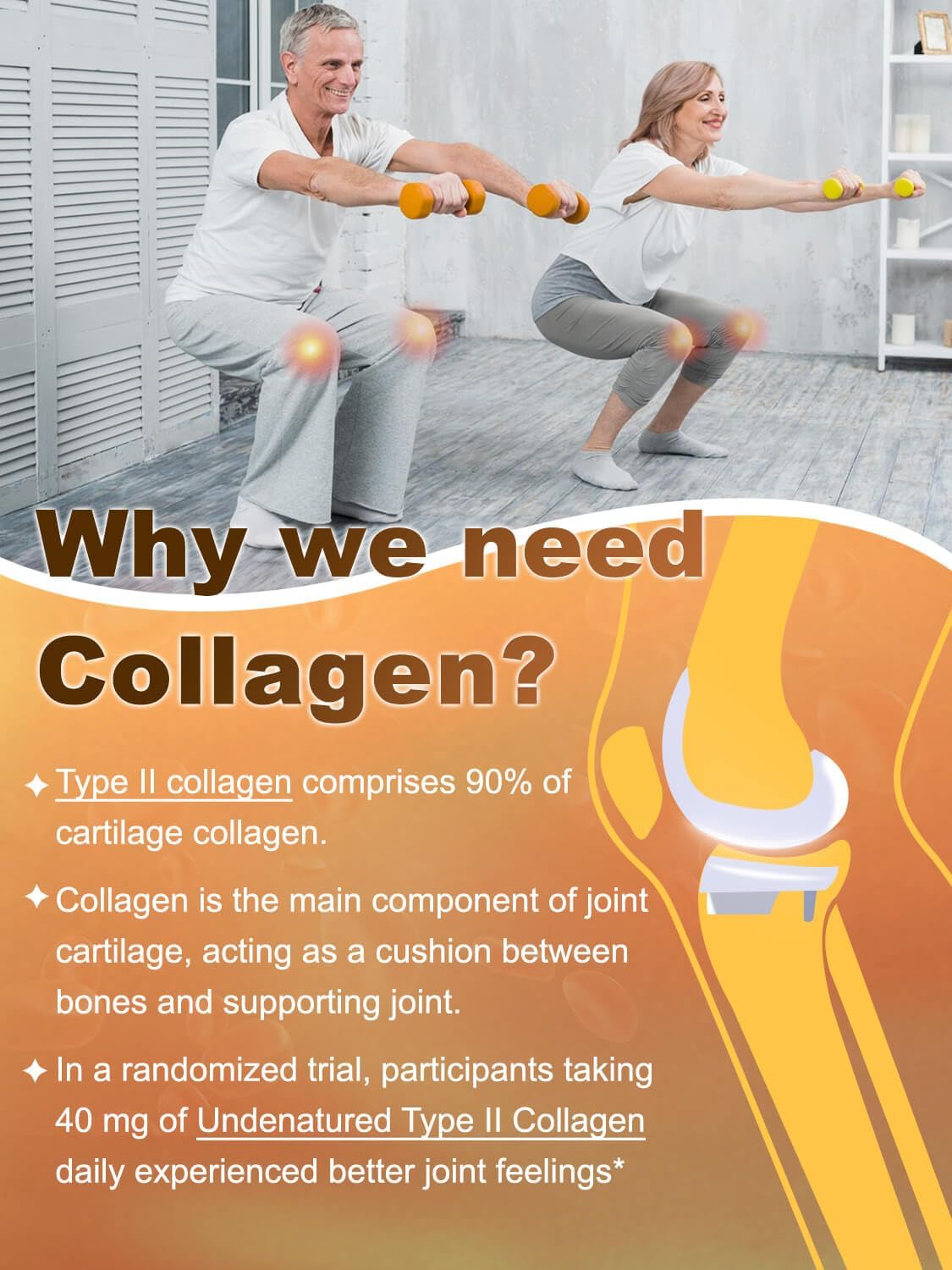 Glucosamine Chondroitin Joint Support Supplement with MSM, Collagen, Turmeric - Shellfish Free, 120 Capsules for Men & Women