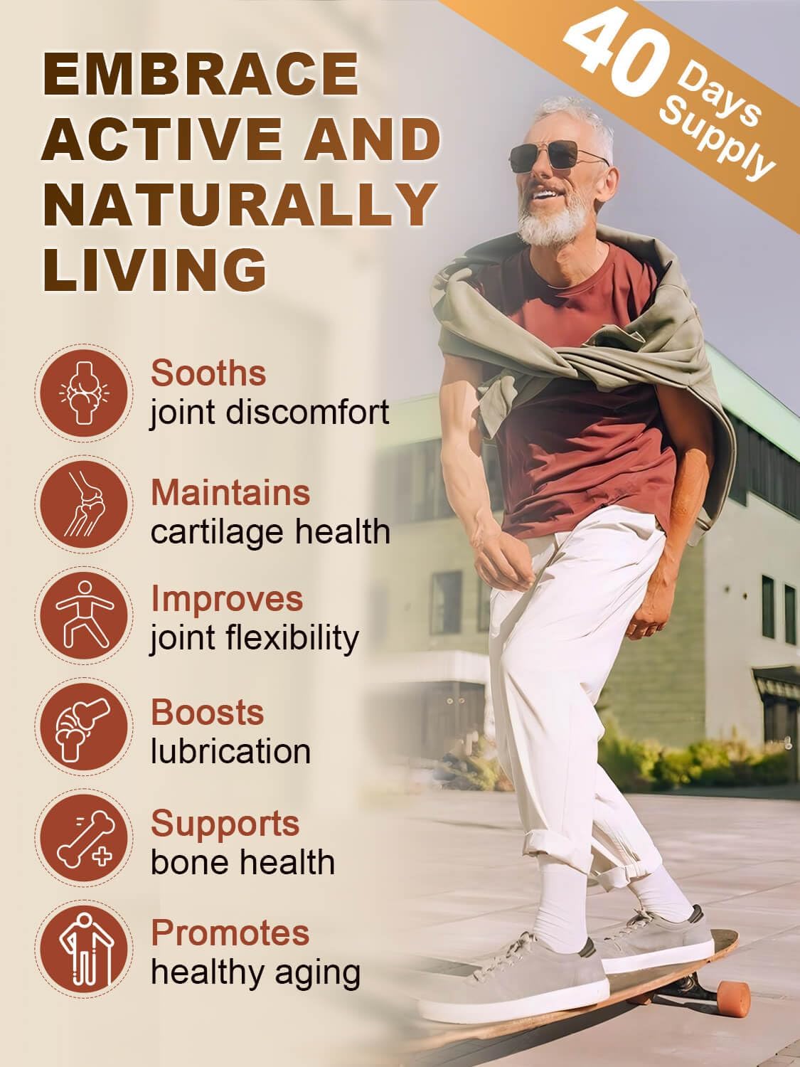 Glucosamine Chondroitin Joint Support Supplement with MSM, Collagen, Turmeric - Shellfish Free, 120 Capsules for Men & Women