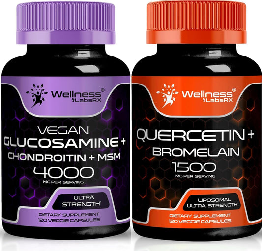 Glucosamine Chondroitin MSM Capsules with Quercetin & Bromelain by WELLNESS LABSRX