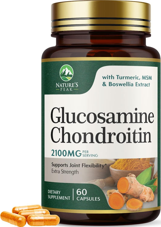 Glucosamine Chondroitin MSM Complex with Turmeric & Boswellia for Joint Support - Antioxidant Formula for Mobility & Occasional Discomfort - 60 Capsules