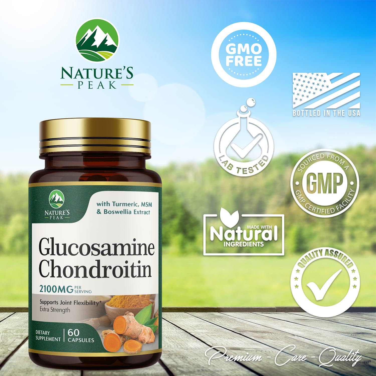 Glucosamine Chondroitin MSM Complex with Turmeric & Boswellia for Joint Support - Antioxidant Formula for Mobility & Occasional Discomfort - 60 Capsules
