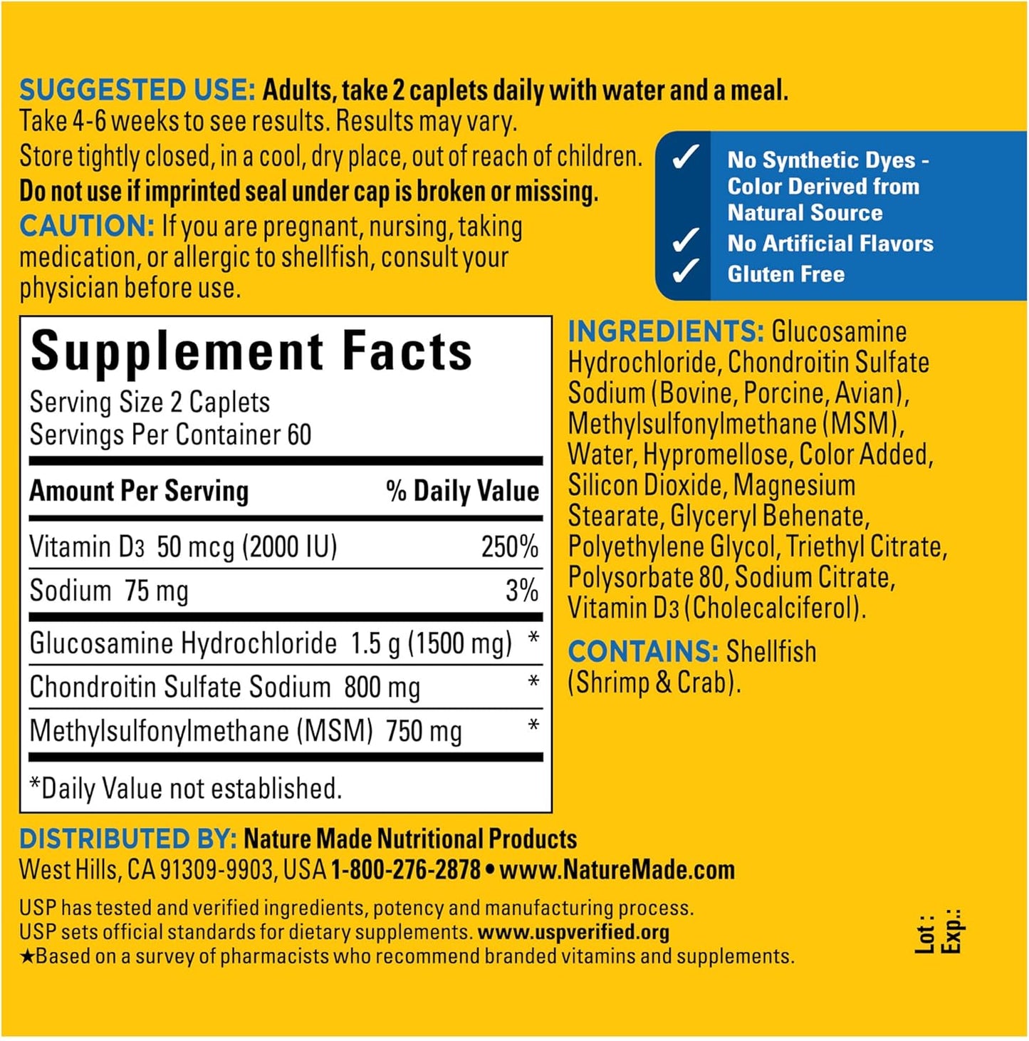 Glucosamine Chondroitin MSM Joint Support Dietary Supplement 120 Caplets