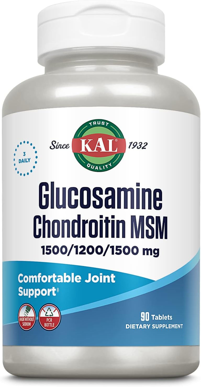 Glucosamine Chondroitin MSM Joint Support Supplement, 1500mg Glucosamine Sulfate, 1200mg Chondroitin, 1500mg MSM, 90 Tablets, 30 Servings, Fast Dissolve, 60-Day Guarantee