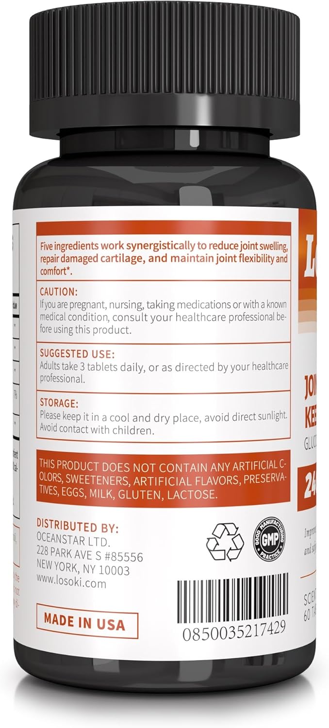 Glucosamine Chondroitin MSM Supplement for Joint Health - 60 Tablets by Losoki