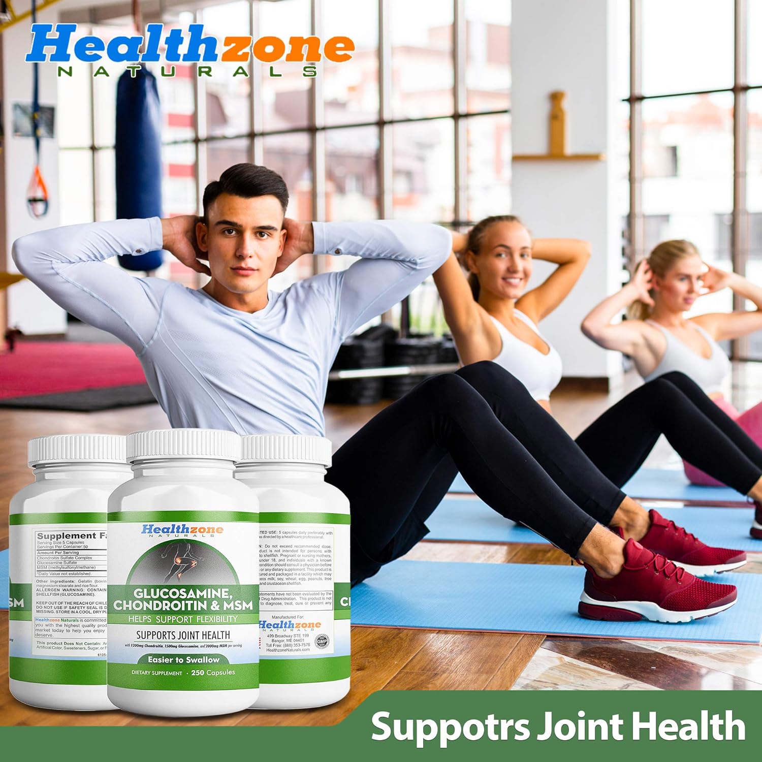 Glucosamine Chondroitin MSM Supplement for Joint Health Support - Triple Strength Formula for Knee, Hip, Finger, Wrist, Elbow, Shoulder, Back Pain - Non-GMO - 250 Capsules