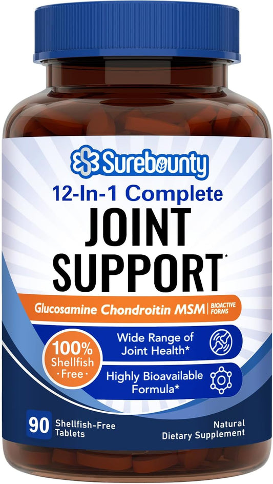 Glucosamine Chondroitin MSM with Turmeric & Boswellia Joint Support Supplement, Non-Shellfish, 90 Tablets