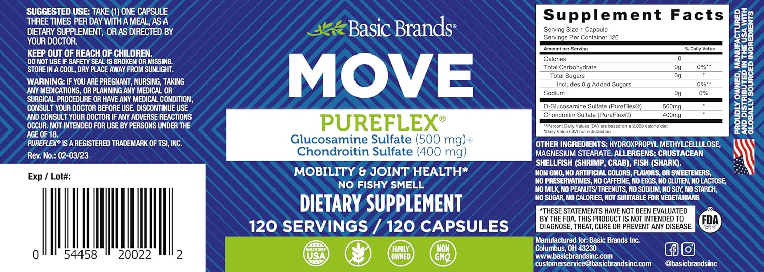 Glucosamine Chondroitin Supplement 120 Count by Basic Brands