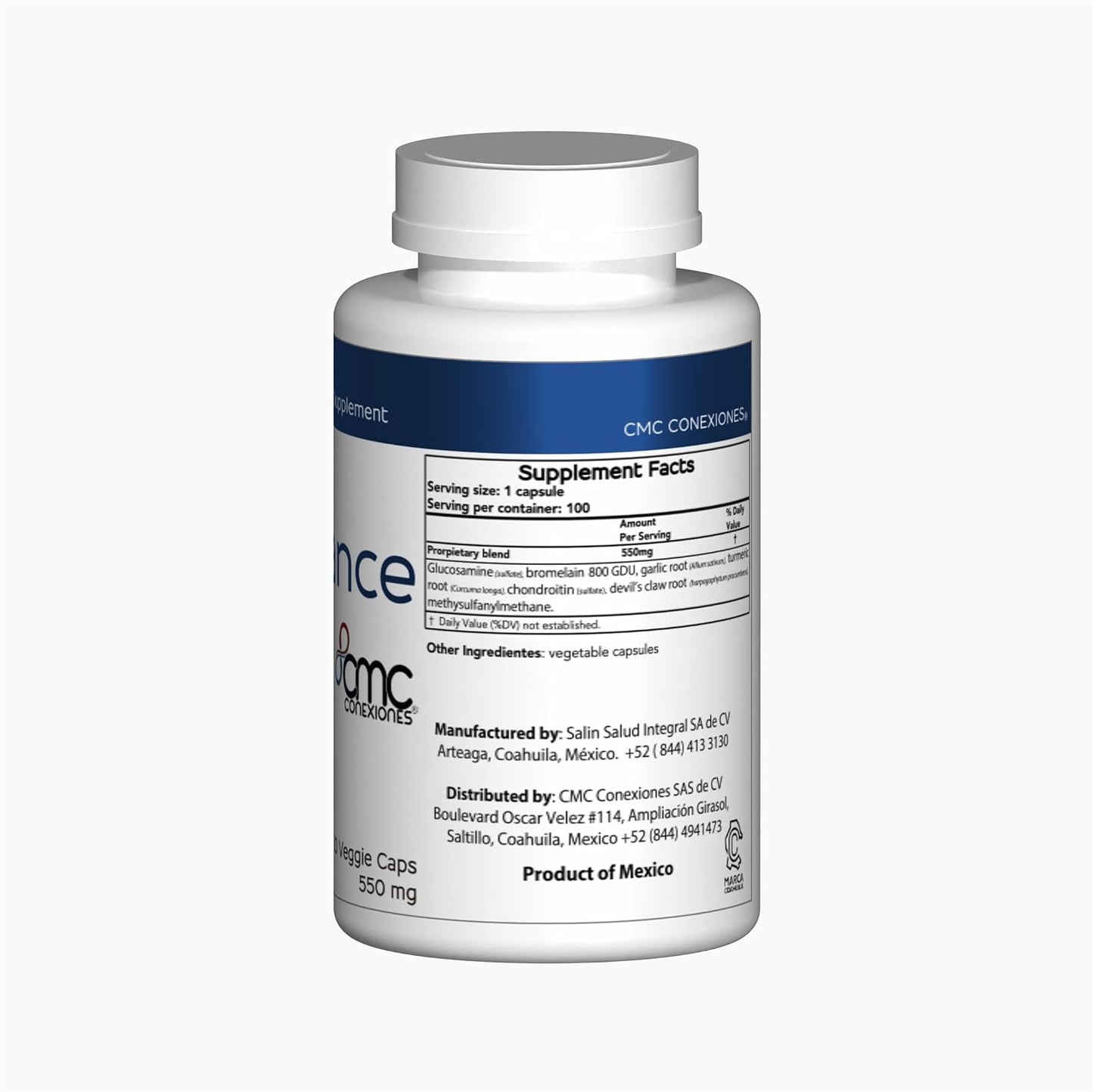 Glucosamine Chondroitin Supplement for Joint, Bone, and Muscle Support - 100 Veggie Capsules, 550mg Each