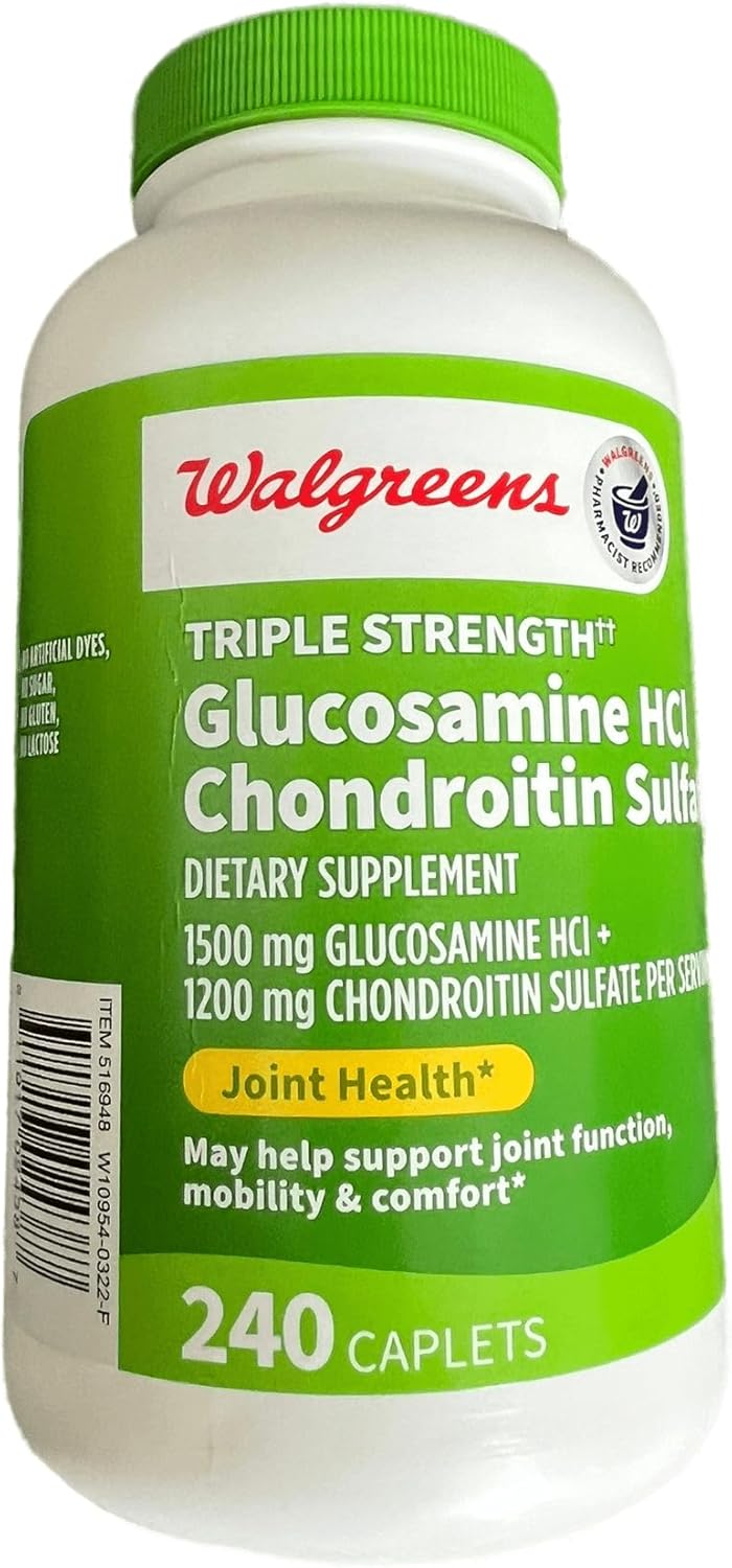 Glucosamine Chondroitin Triple Strength Caplets - 1500mg Glucosamine HCL, 1200mg Chondroitin - 240 Count