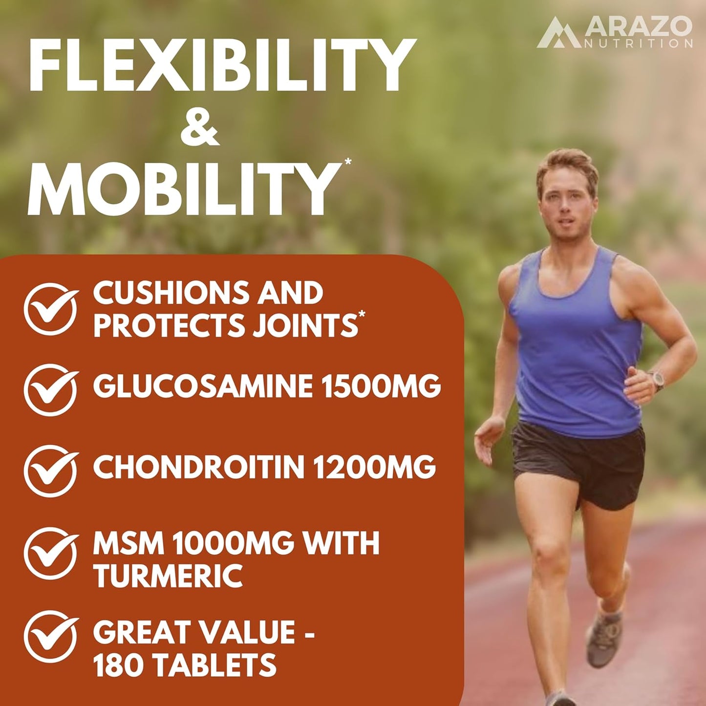 Glucosamine Chondroitin Turmeric MSM Boswellia Joint Support Supplement - 180 Tablets for Bone, Back, Knee, Hand Relief