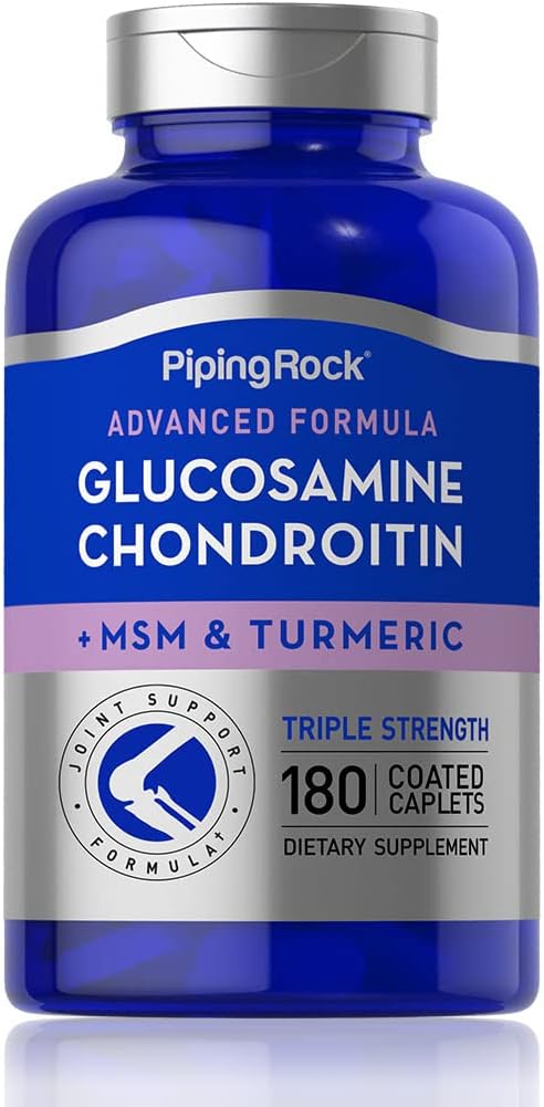 Glucosamine Chondroitin Turmeric MSM Caplets - Triple Strength Advanced Supplement | 180 count | Non-GMO, Gluten Free