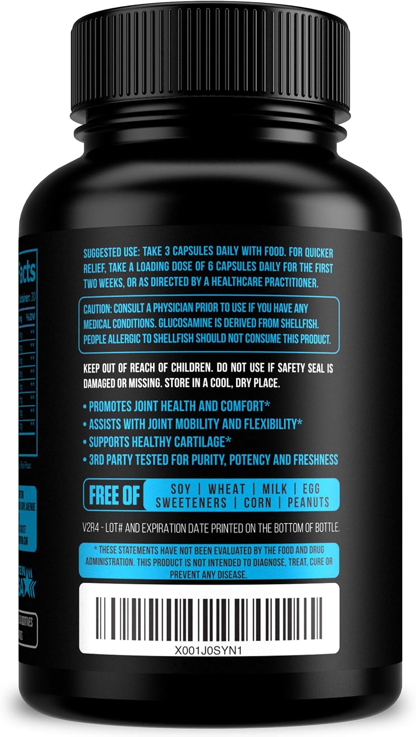 Glucosamine Chondroitin with Turmeric MSM Boswellia - Joint Support for Men and Women - Healthy Joint Structure & Function - Non-GMO - 90 Capsules